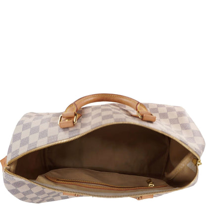 LOUIS VUITTON Speedy 35 Damier Azur Satchel Bag White