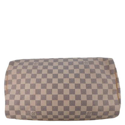 LOUIS VUITTON Speedy 35 Damier Azur Satchel Bag White