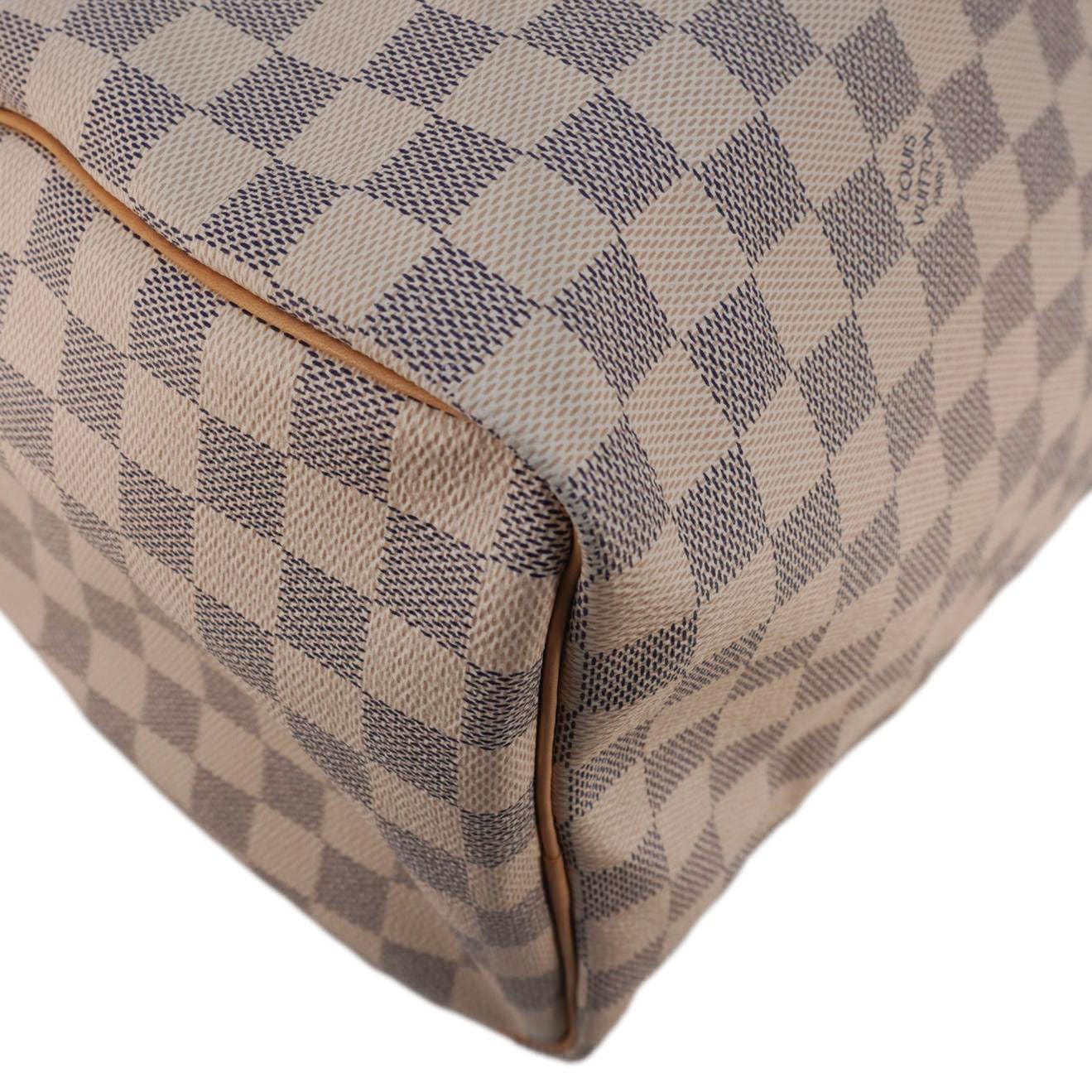 LOUIS VUITTON Speedy 35 Damier Azur Satchel Bag White