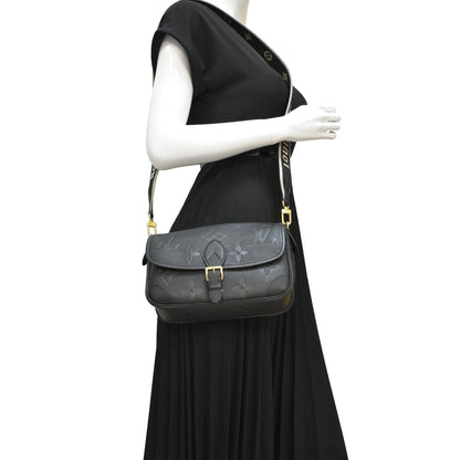 LOUIS VUITTON Diane Monogram Empreinte Leather Crossbody Bag Black