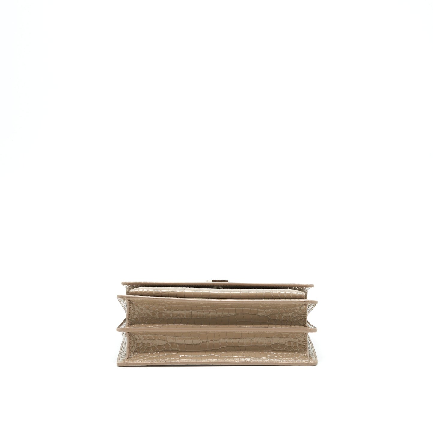 Saint Laurent (YSL) Medium Sunset Croc-Embossed Shiny Light Bronze SHW