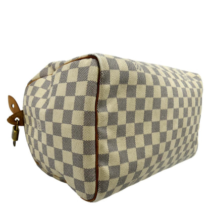 LOUIS VUITTON Speedy 30 Damier Azur Satchel Bag White