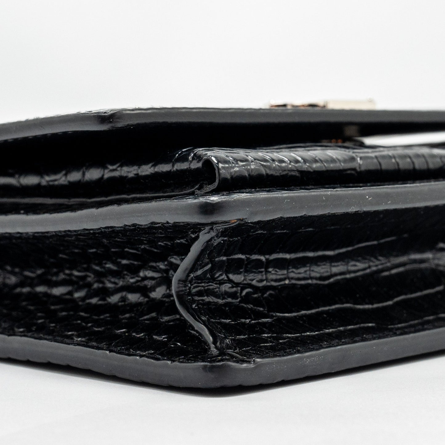 Saint Laurent/YSL Sunset Bag Croc-Embossed Calfskin Black SHW