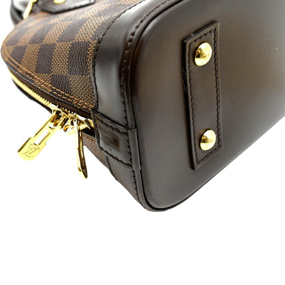 LOUIS VUITTON Alma BB Damier Ebene Satchel Crossbody Bag Brown