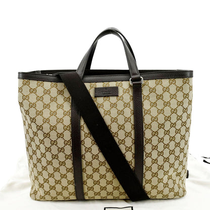 GUCCI GG Supreme Canvas Shopping Tote Bag Beige 449169