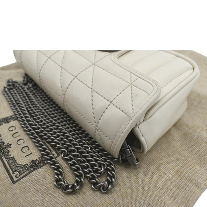 GUCCI GG Marmont Super Mini Matelasse Leather Shoulder Bag White 476433