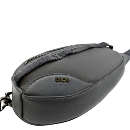 CHRISTIAN DIOR Scarab Calfskin Leather Crossbody Bag Grey