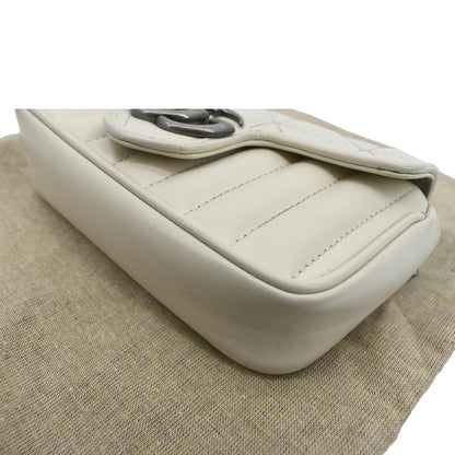 GUCCI GG Marmont Super Mini Matelasse Leather Shoulder Bag White 476433