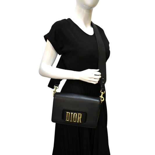 CHRISTIAN DIOR Dio(r)evolution Flap Calfskin Crossbody Bag Black