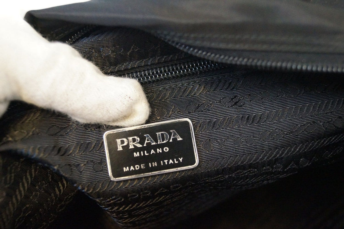 Prada Nylon Black Tote Shoulder Bag Vintage