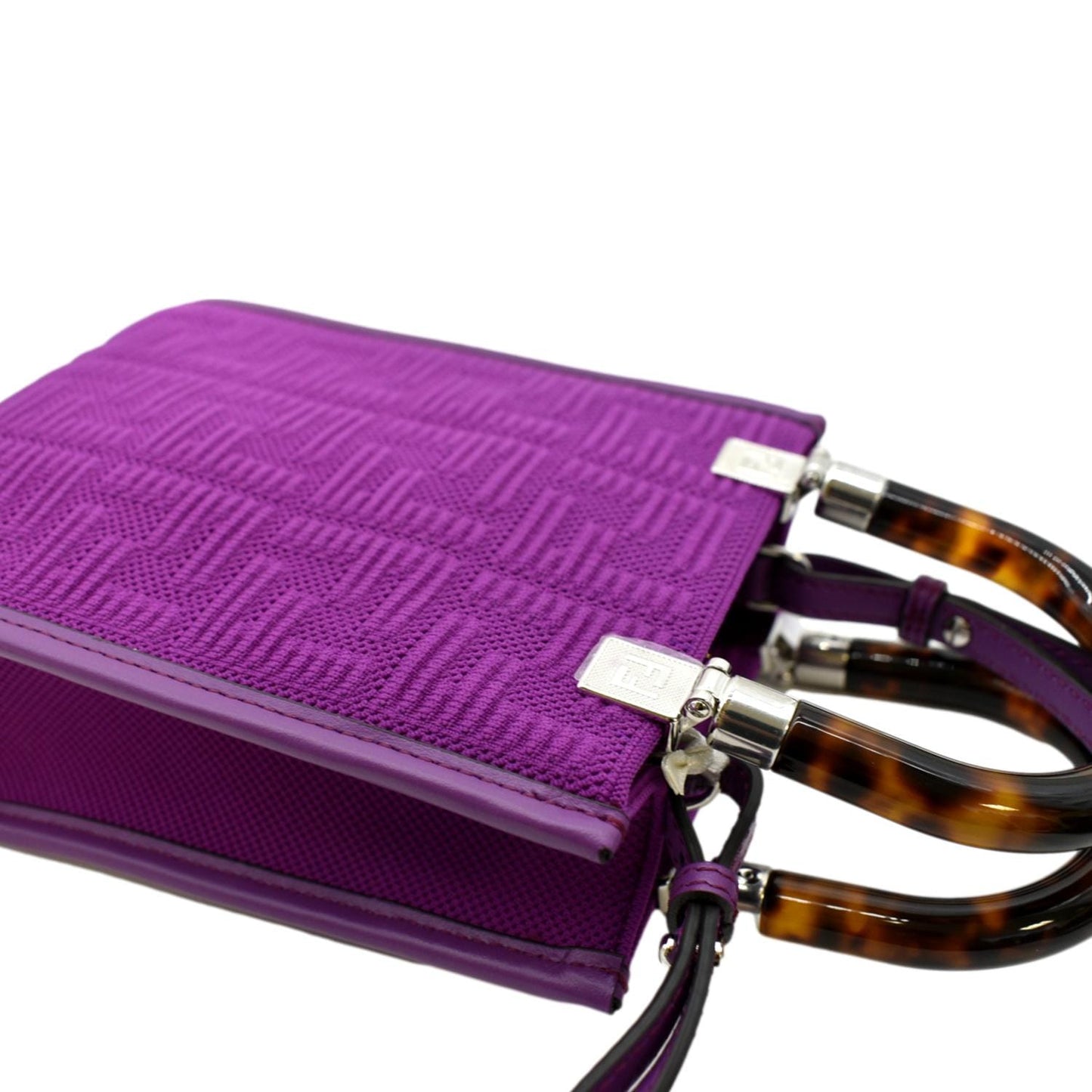 FENDI Sunshine Mini Plexiglass Vitello Ceylon Shopper Tote Purple