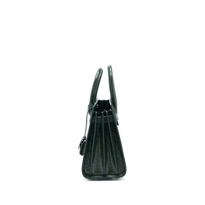 Saint Laurent Baby Sac De Jour Croc Embossed Dark Green SHW