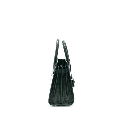 Saint Laurent Baby Sac De Jour Croc Embossed Dark Green SHW