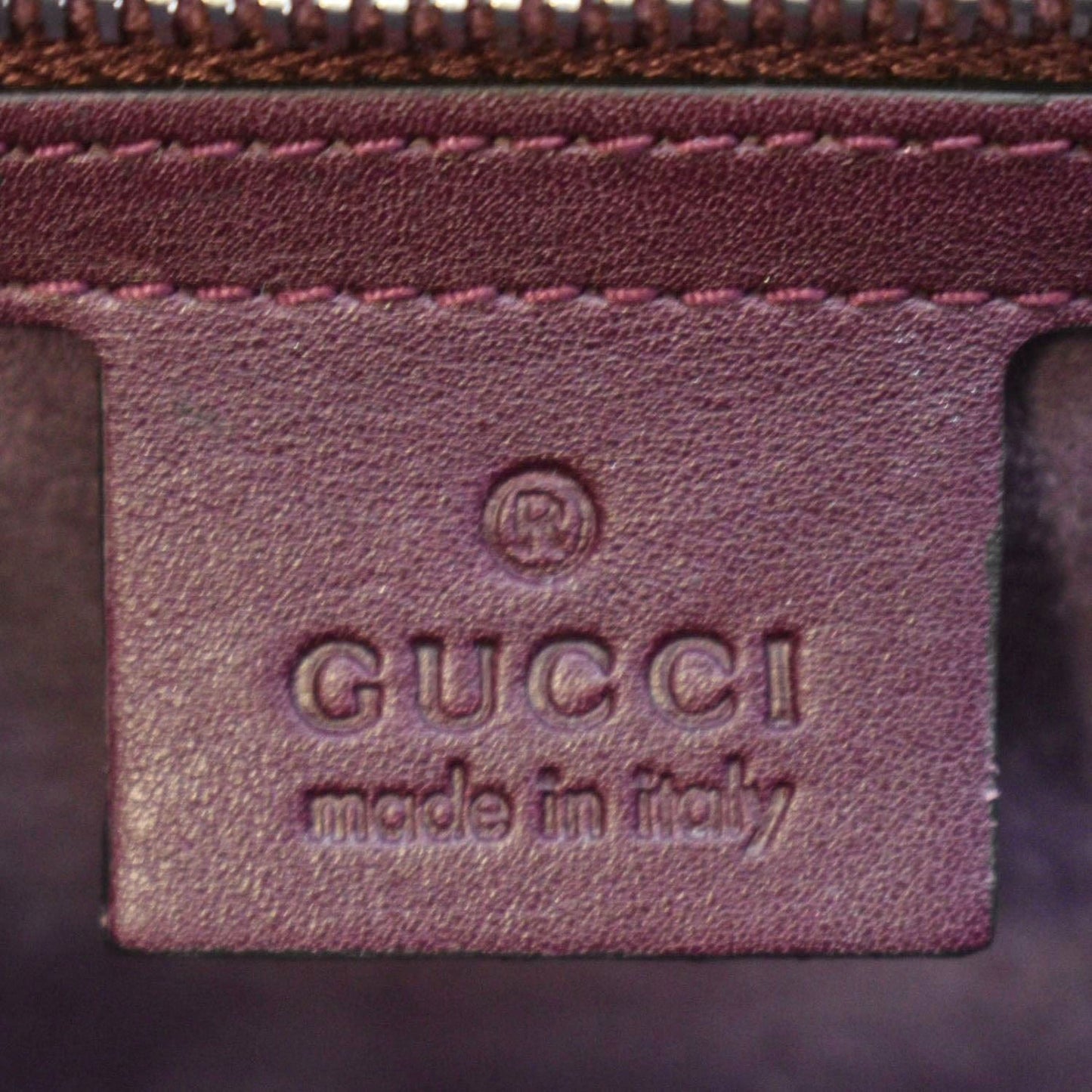 GUCCI Lady Lock Leather Top Handle Satchel Bag Purple Wine 331823