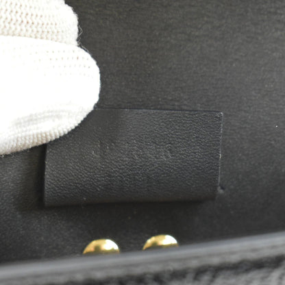 GUCCI Sylvie Super Mini Embroidered Leather Crossbody Chain Wallet Black 494646