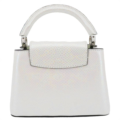 LOUIS VUITTON Capucines Mini Karung Leather Shoulder Bag White