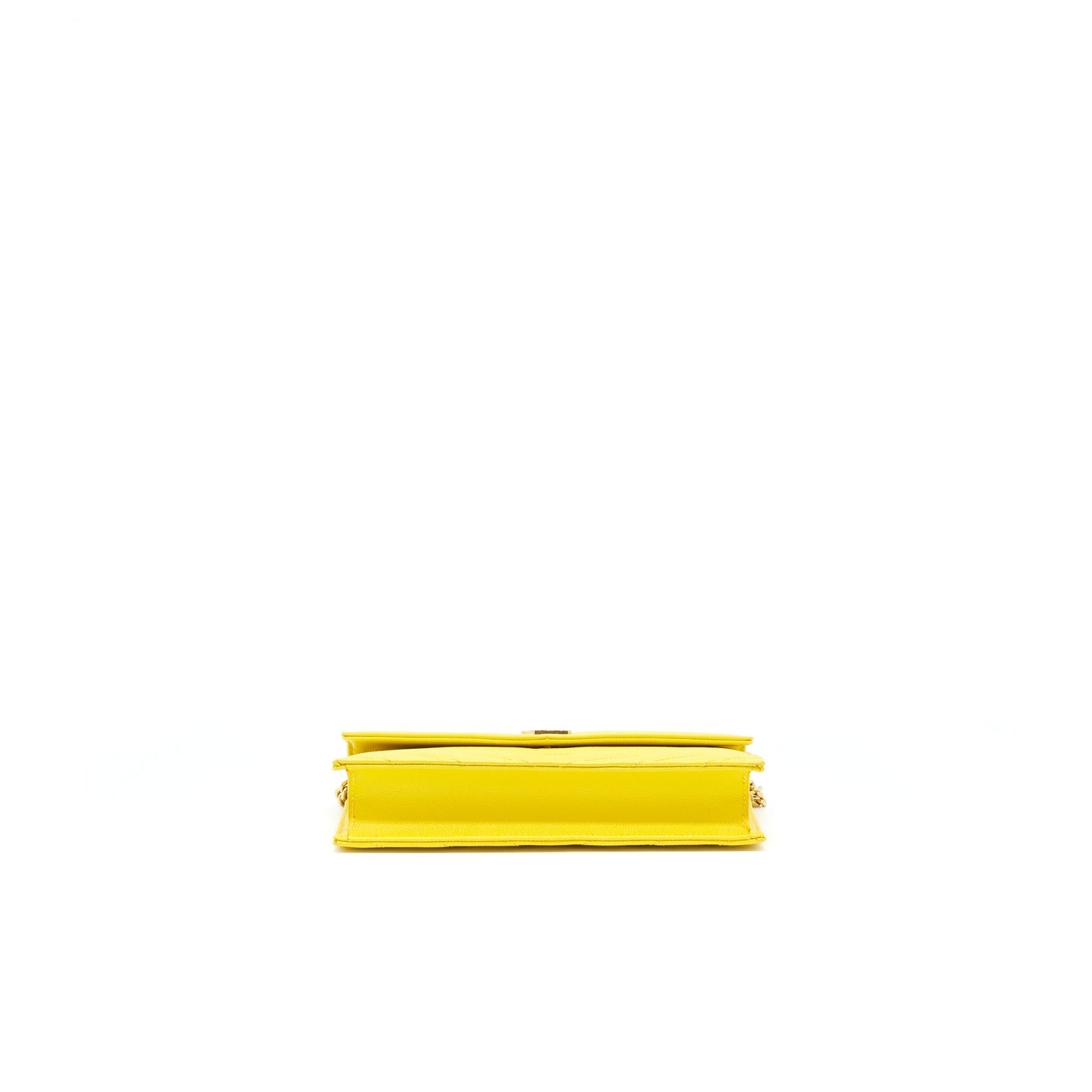 Saint Laurent /ysl Envelope Wallet on chain Grained Calfskin Yellow GHW