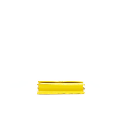 Saint Laurent /ysl Envelope Wallet on chain Grained Calfskin Yellow GHW