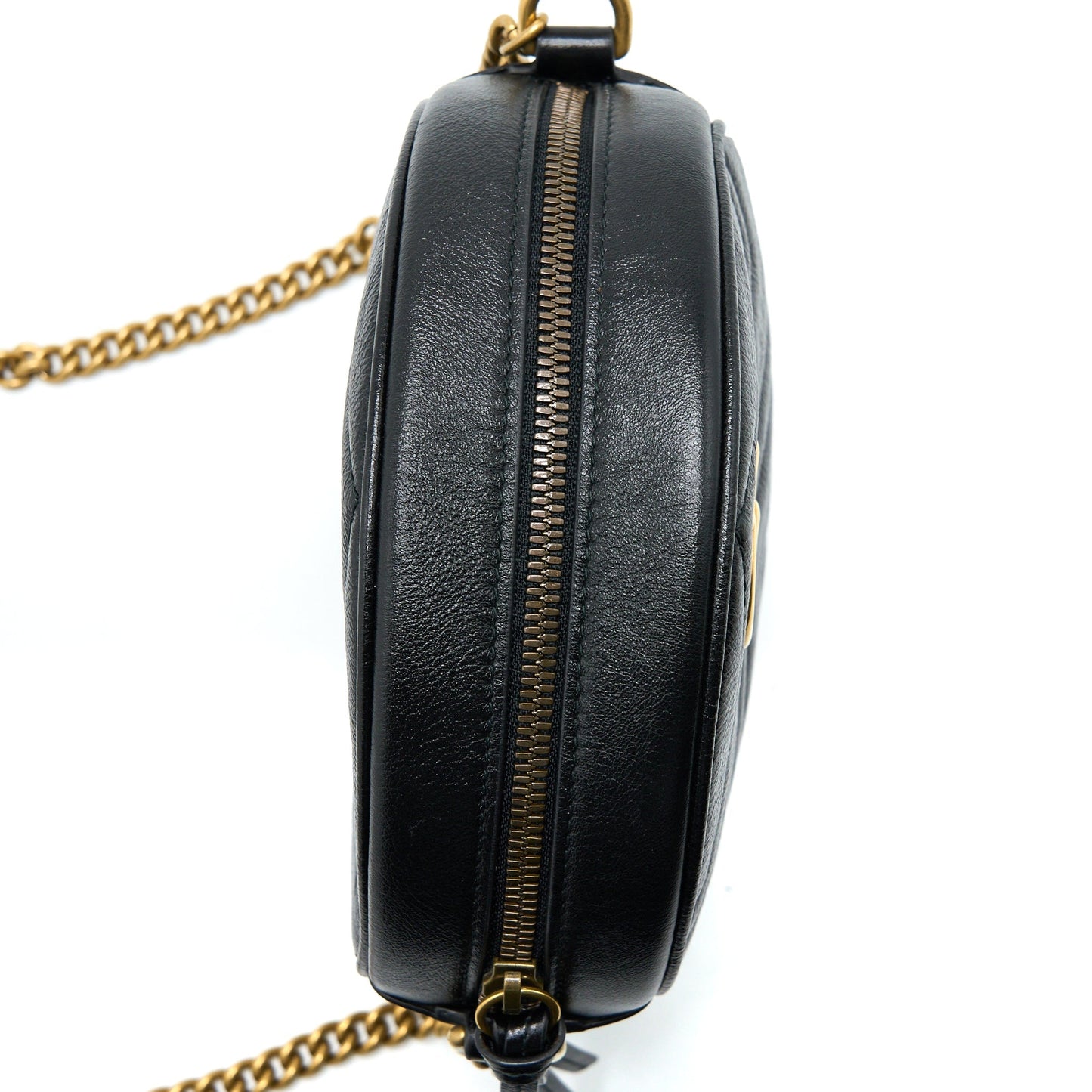 Gucci GG Mormont Round Shoulder Bag Calfskin Black