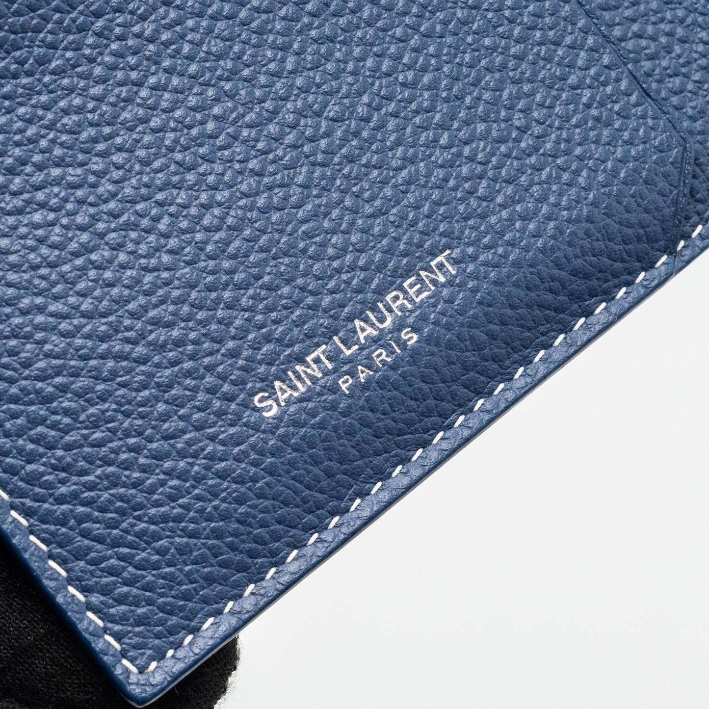 Saint laurent Paris fragments zipped card case calfskin blue SHW