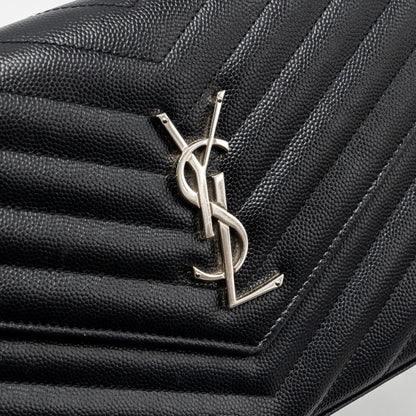 SAINT LAURENT ENVELOP CHAIN BAG GRAINED CALFSKIN BLACK SHW