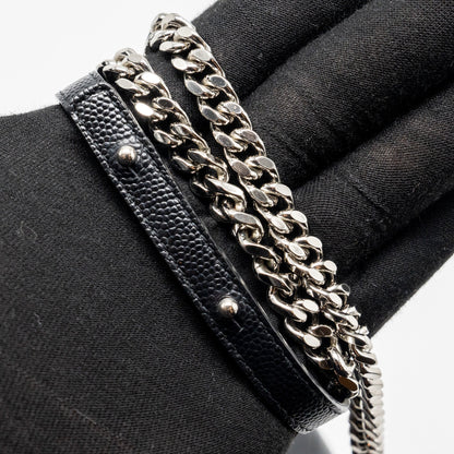 SAINT LAURENT ENVELOP CHAIN BAG GRAINED CALFSKIN BLACK SHW