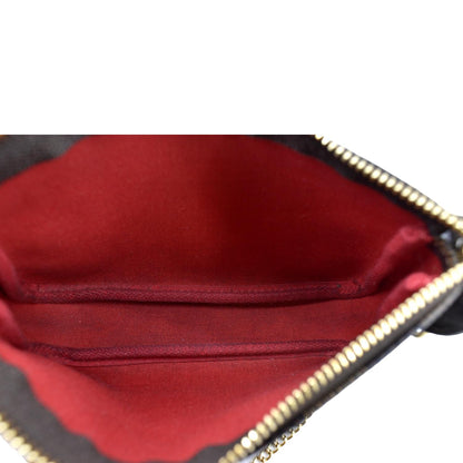 LOUIS VUITTON Mini Pochette Damier Ebene Accessoires Pouch Brown