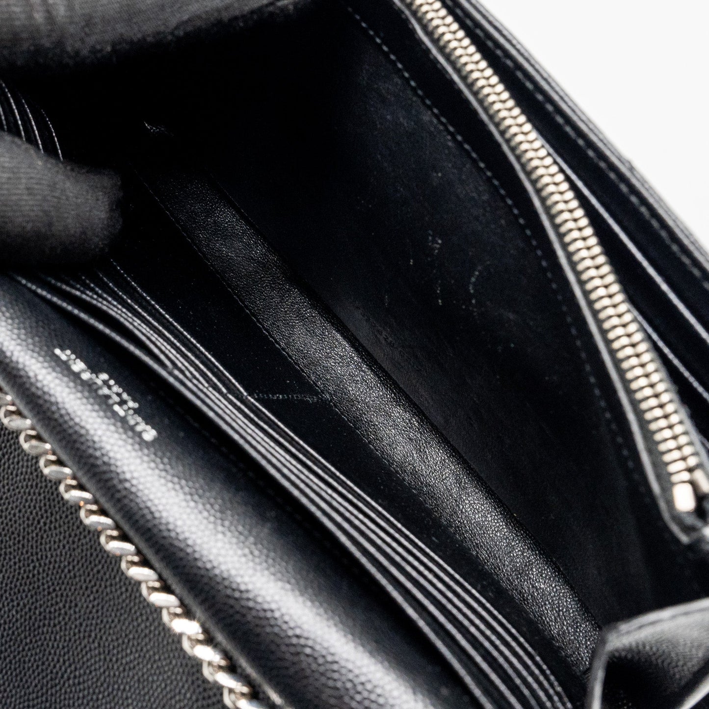 SAINT LAURENT ENVELOP CHAIN BAG GRAINED CALFSKIN BLACK SHW