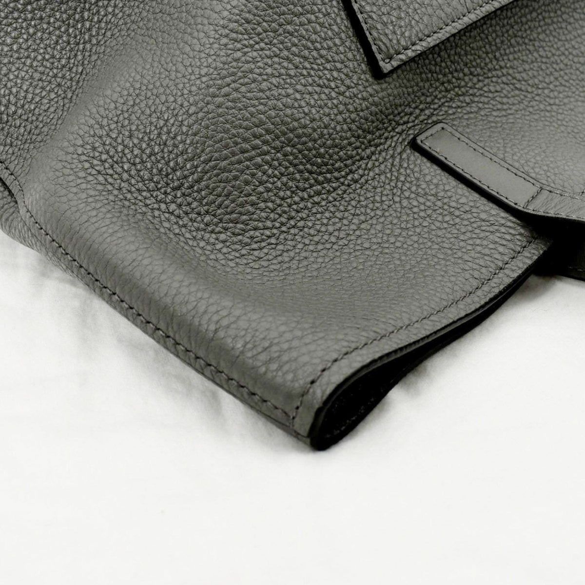 PRADA Vitello Daino Leather Tote Bag Dark Grey