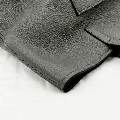 PRADA Vitello Daino Leather Tote Bag Dark Grey