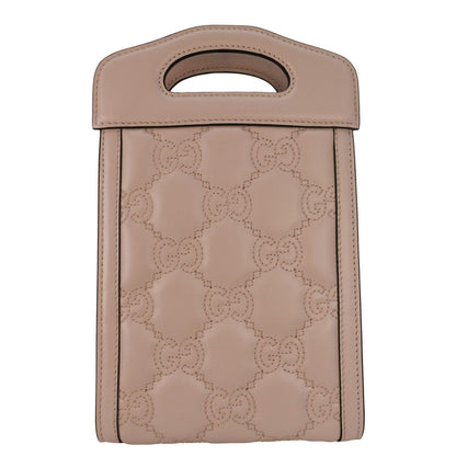 GUCCI GG Matelasse Mini Leather Top Handle Crossbody Bag Pink 723776