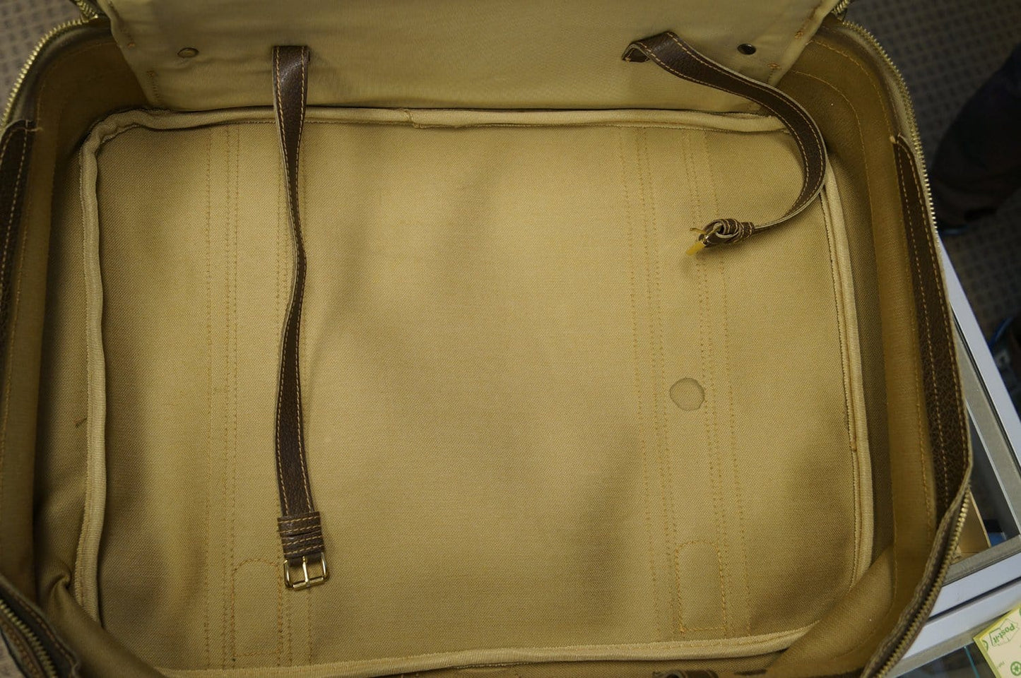 GUCCI Classic GG Monogram Canvas Brown Stripes Suitcase Bag