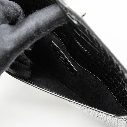 Saint Laurent/YSL Uptown Pouch Croc-Embossed Calfskin Black SHW