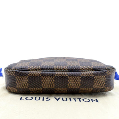 LOUIS VUITTON Mini Pochette Damier Ebene Accessoires Pouch Brown