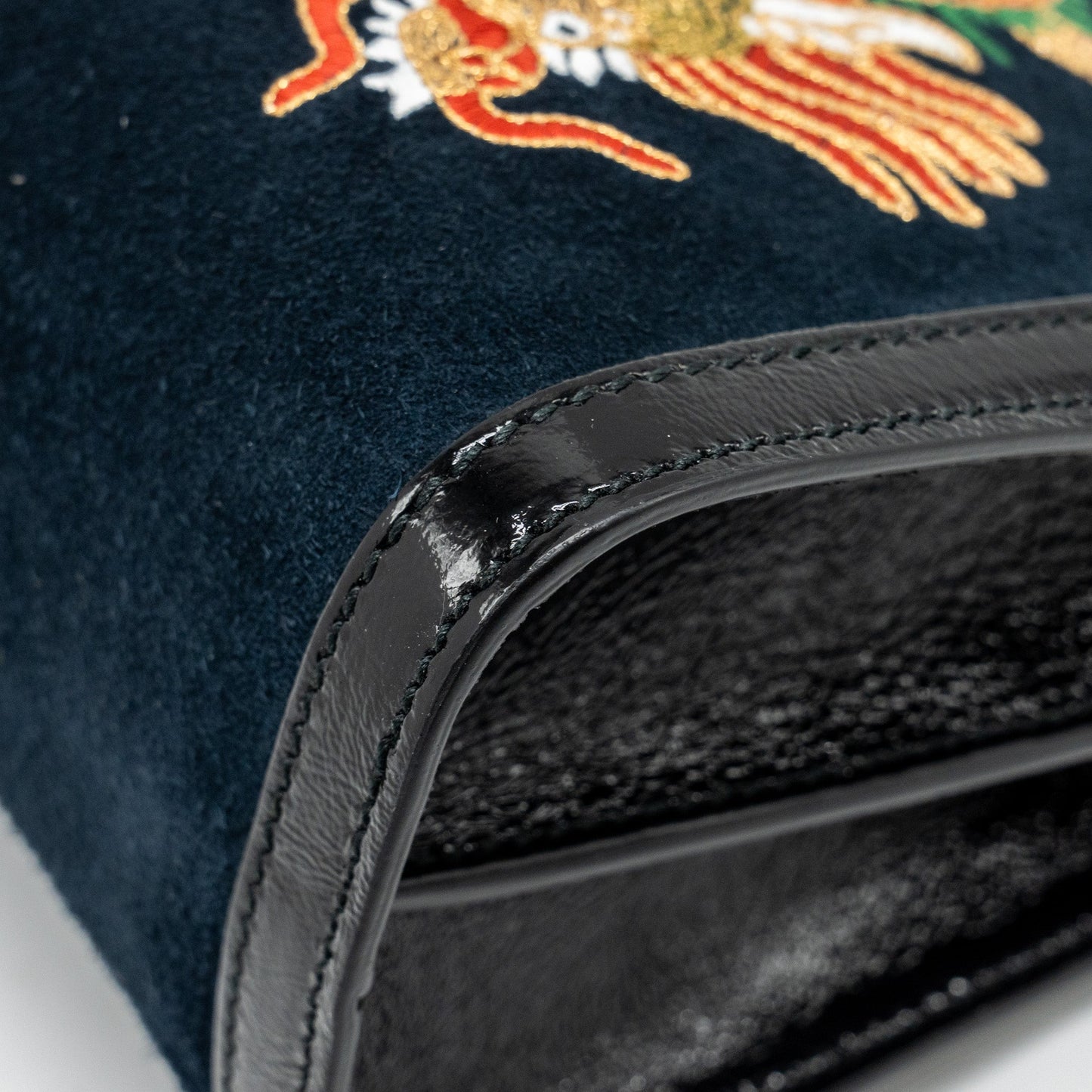 Gucci Ophidia Chain Bag Dragon Embroidered Suede Blue/Black/Multicolour
