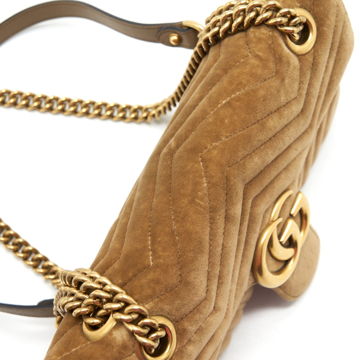 Gucci Marmont bag velvet gold tan