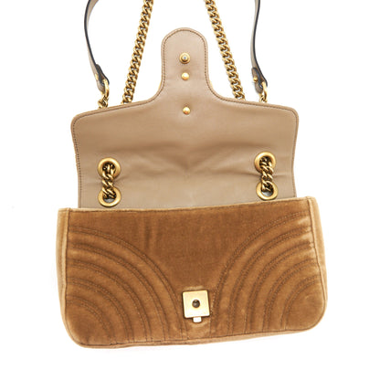 Gucci Marmont bag velvet gold tan