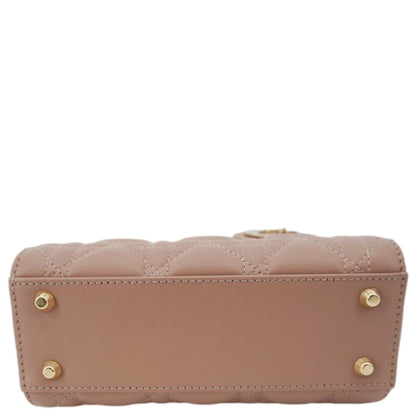CHRISTIAN DIOR Lady Dior Mini Cannage Leather Crossbody Bag Rose