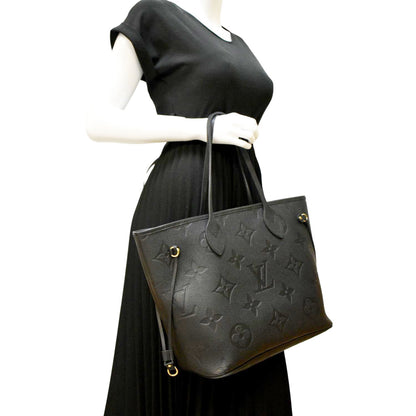 LOUIS VUITTON Neverfull MM Monogram Empreinte Leather Tote Bag Black