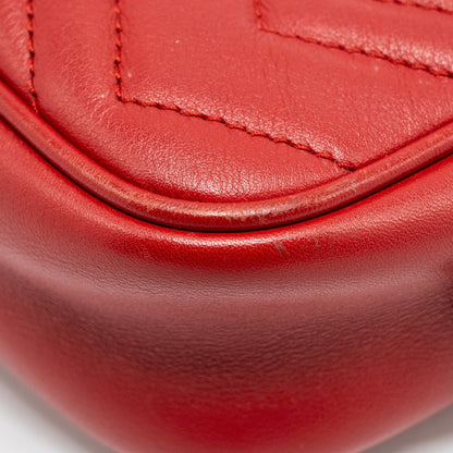 Gucci GG Marmont Matelasse Camera Bag Red Leather Red