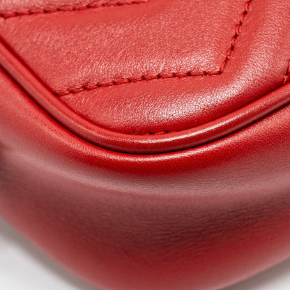 Gucci GG Marmont Matelasse Camera Bag Red Leather Red