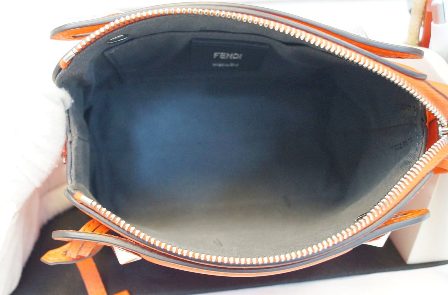 FENDI Orange Leather By the Way Mini Shoulder Crossbody Bag