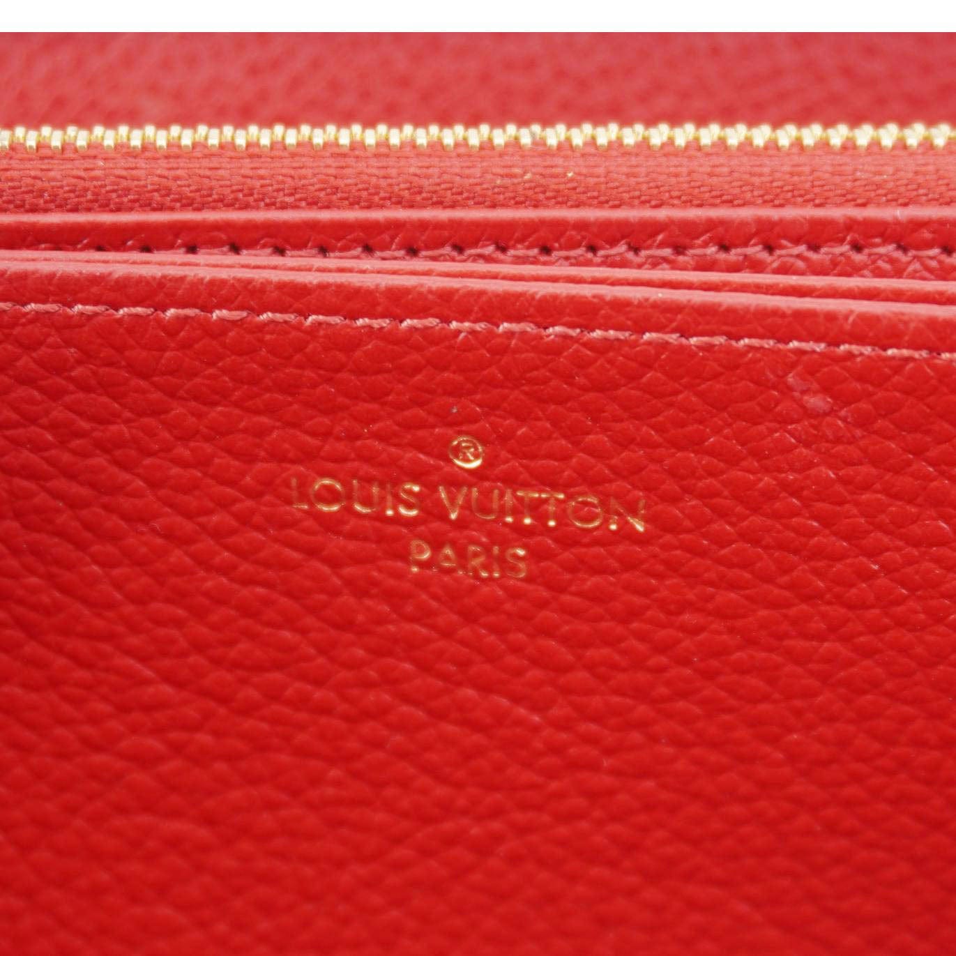 LOUIS VUITTON Monogram Empreinte Leather Zippy Wallet Red