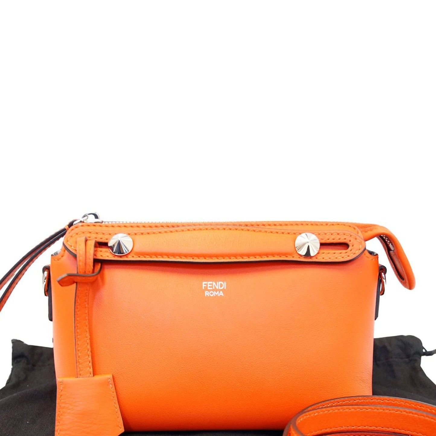 FENDI Orange Leather By the Way Mini Shoulder Crossbody Bag