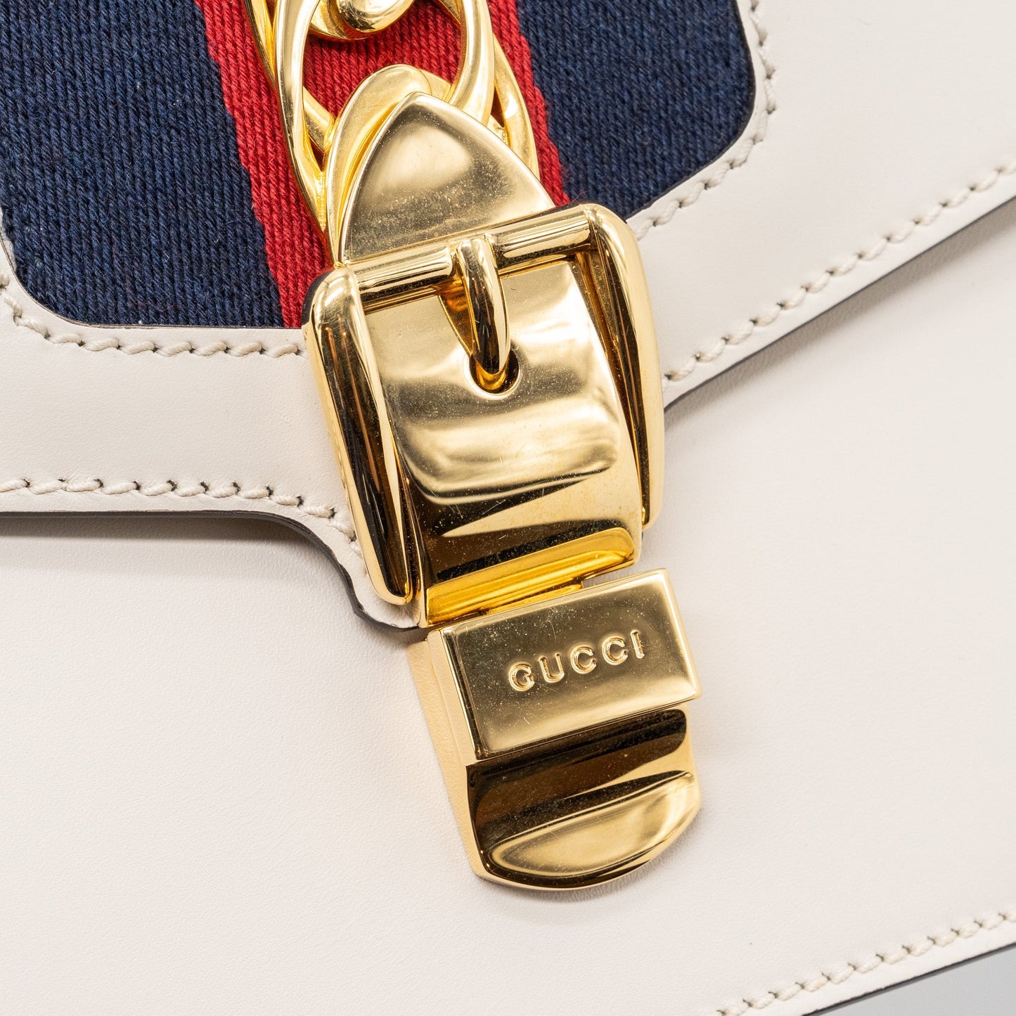 Gucci Sylvie Shoulder Bag Calfskin White