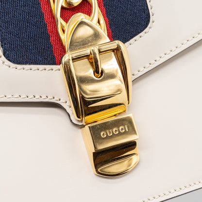 Gucci Sylvie Shoulder Bag Calfskin White