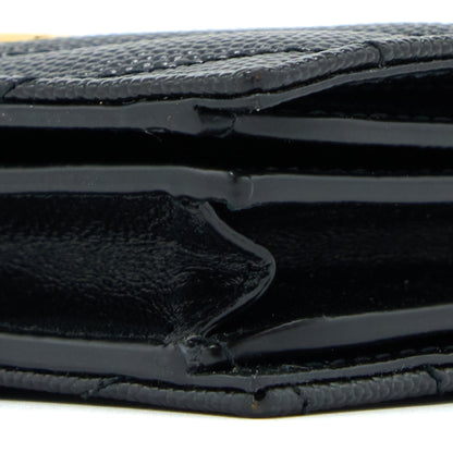Saint Laurent / YSL Pebbled Logo Plaque Cardholder Grained Calfskin Black GHW