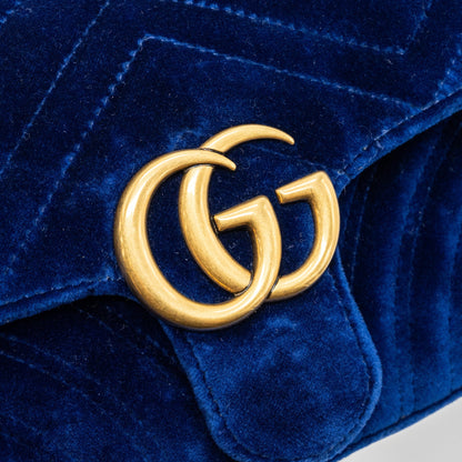 Gucci mini GG marmont bag velvet blue