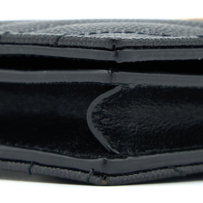 Saint Laurent / YSL Pebbled Logo Plaque Cardholder Grained Calfskin Black GHW