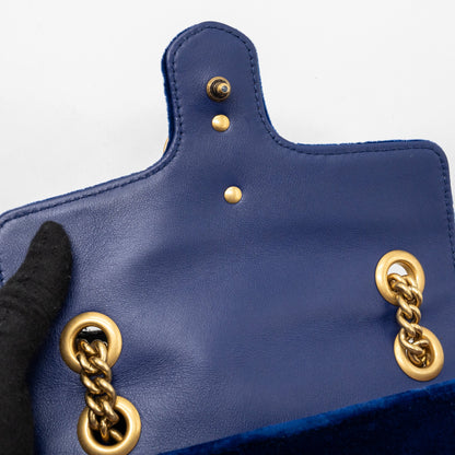 Gucci mini GG marmont bag velvet blue